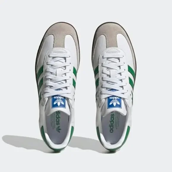 NWT Adidas Samba OG Unisex Shoes Cloud White/Green Men display picture 3